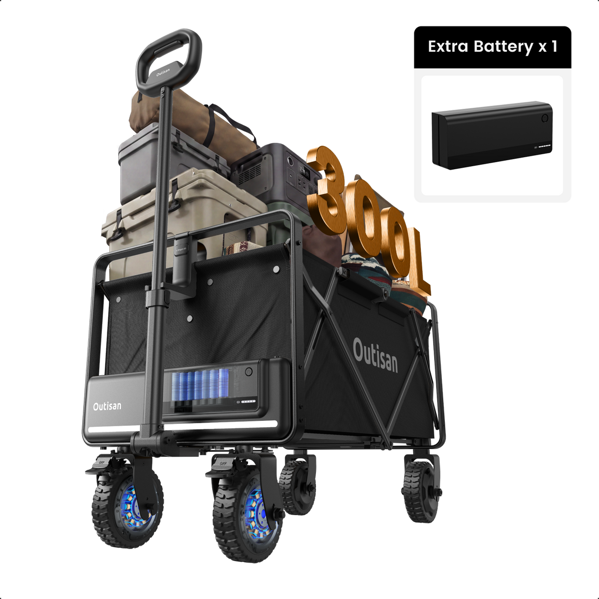 Outisan e-Wagon Air in black with rechargeable and removable battery pack
