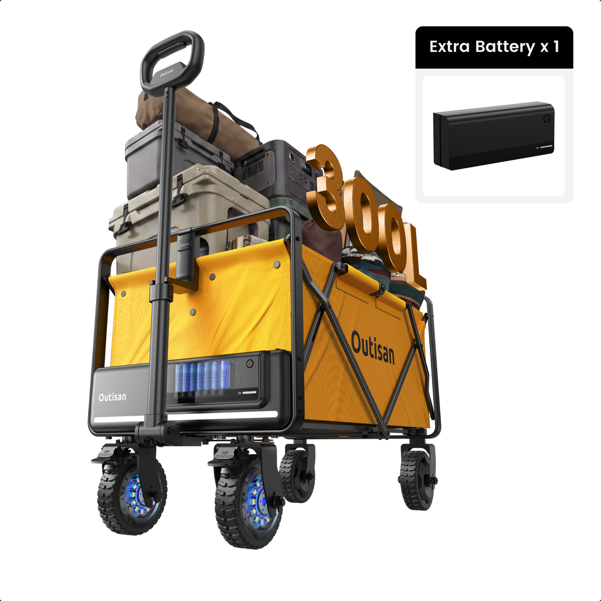 Outisan e-Wagon Air in yellow with rechargeable and removable battery pack
