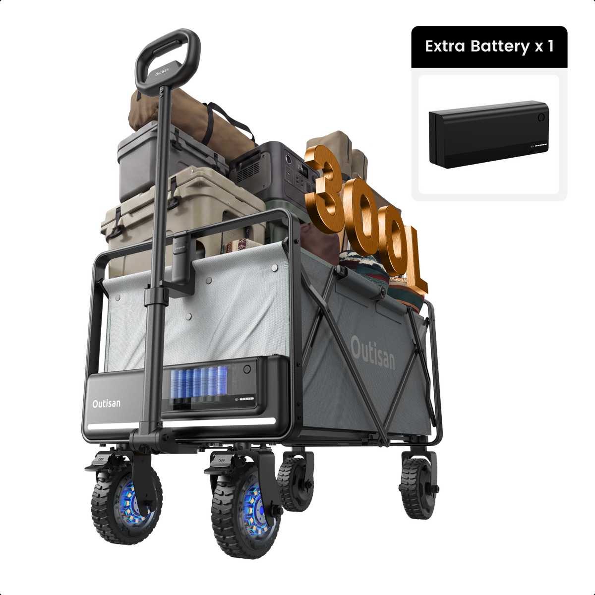 Outisan e-Wagon Air in gray with rechargeable and removable battery pack